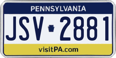 PA license plate JSV2881