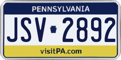 PA license plate JSV2892