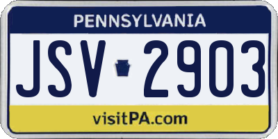 PA license plate JSV2903