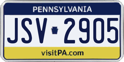 PA license plate JSV2905