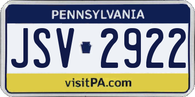 PA license plate JSV2922