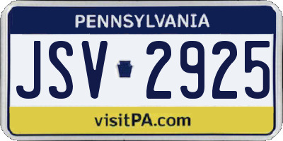 PA license plate JSV2925