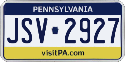 PA license plate JSV2927