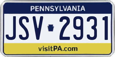 PA license plate JSV2931