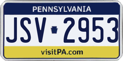 PA license plate JSV2953