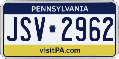 PA license plate JSV2962