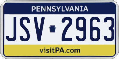PA license plate JSV2963