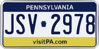 PA license plate JSV2978