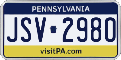 PA license plate JSV2980