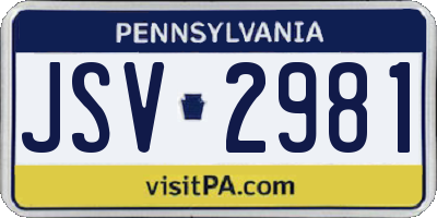 PA license plate JSV2981