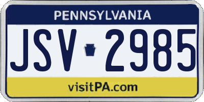 PA license plate JSV2985
