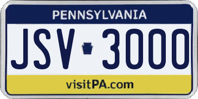 PA license plate JSV3000