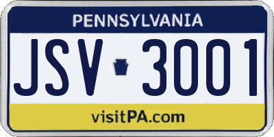 PA license plate JSV3001