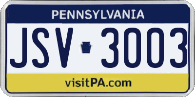 PA license plate JSV3003