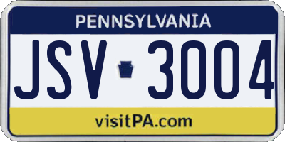 PA license plate JSV3004
