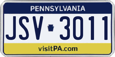 PA license plate JSV3011