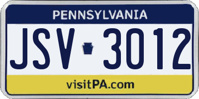 PA license plate JSV3012