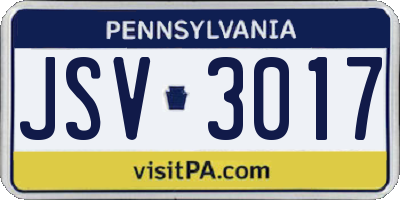 PA license plate JSV3017