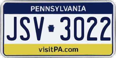 PA license plate JSV3022