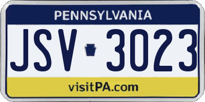 PA license plate JSV3023