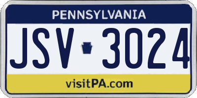 PA license plate JSV3024