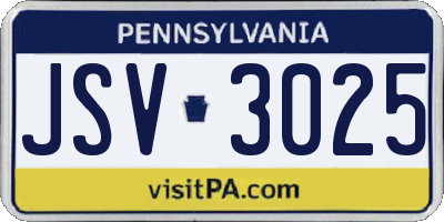 PA license plate JSV3025