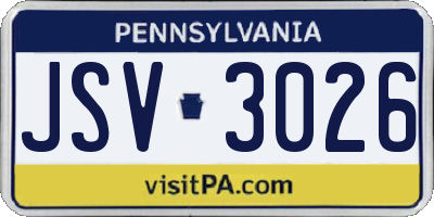 PA license plate JSV3026