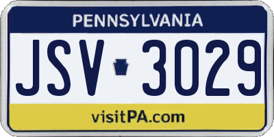 PA license plate JSV3029