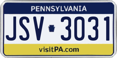 PA license plate JSV3031