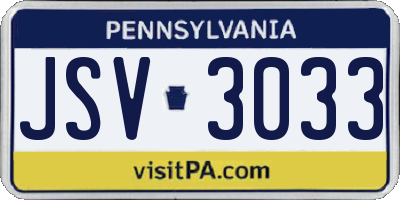 PA license plate JSV3033