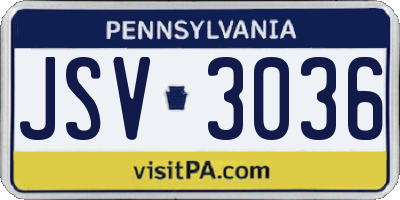 PA license plate JSV3036