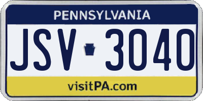 PA license plate JSV3040