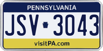 PA license plate JSV3043