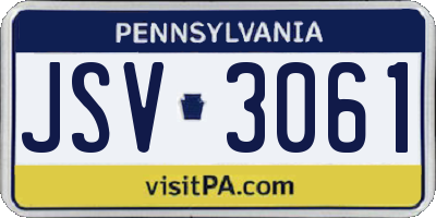 PA license plate JSV3061