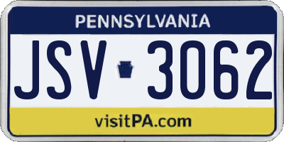 PA license plate JSV3062