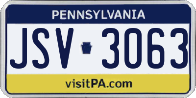 PA license plate JSV3063
