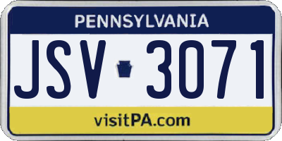 PA license plate JSV3071