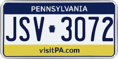PA license plate JSV3072