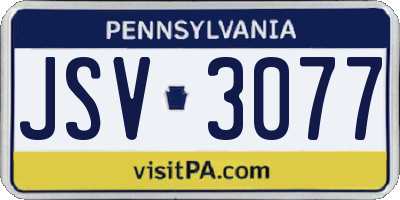 PA license plate JSV3077