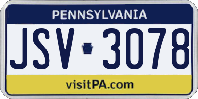PA license plate JSV3078
