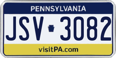 PA license plate JSV3082