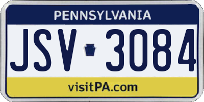 PA license plate JSV3084