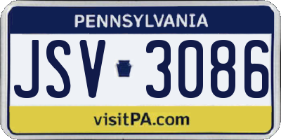 PA license plate JSV3086