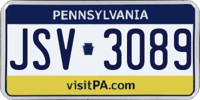 PA license plate JSV3089