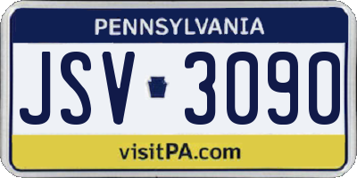 PA license plate JSV3090
