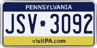 PA license plate JSV3092