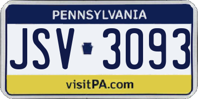 PA license plate JSV3093