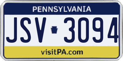 PA license plate JSV3094