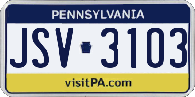 PA license plate JSV3103