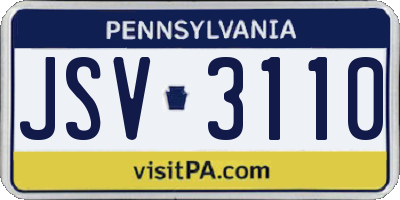 PA license plate JSV3110